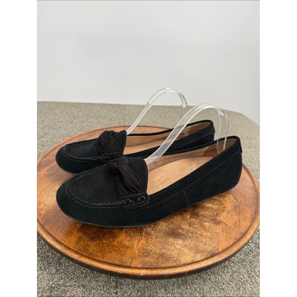 Vionic Shoes Wm 11 Norah Black Suede Knot-Accent Loafers Flats Comfort